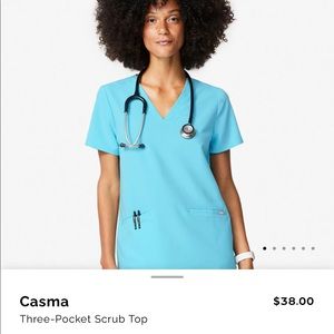 Figs Casma Three-Pocket Scrub Top XXS Neon Blue